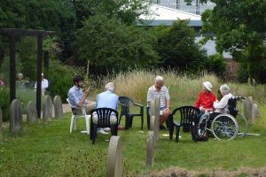 Quakers having refreshments in our burial ground
